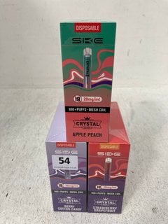 3 X MULTI-PACK SKE DISPOSABLE VAPES IN VARIOUS FLAVOURS TO INCLUDE APPLE PEACH (PLEASE NOTE: 18+YEARS ONLY. ID MAY BE REQUIRED): LOCATION - D0