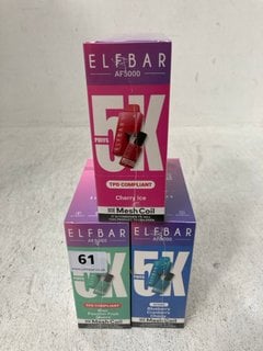 3 X MULTI-PACK ELFBARMESH COILS IN VARIOUS FLAVOURS TO INCLUDE CHERRY ICE (PLEASE NOTE: 18+YEARS ONLY. ID MAY BE REQUIRED): LOCATION - D0