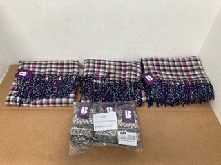 3 X BOARDMANS MULTI-COLOURED KNITTED SCARFS TO INCLUDE BOARDMANS KNITTED WINTER HAND WARMERS: LOCATION - C2