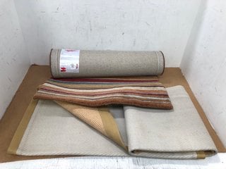 JOHN LEWIS & PARTNERS HAND MADE WOOL RUG IN MULTI-COLOUR 240 X 70CM TO INCLUDE LARGE HOUSEHOLD WOVEN RUG IN TAB: LOCATION - C4