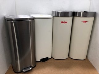 4 X JOHN LEWIS & PARTNERS STAINLESS STEEL BINS IN VARIOUS DESIGNS & SIZES: LOCATION - C4