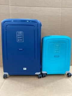 SAMSONITE LARGE HARDSHELL SUITCASE IN NAVY TO INCLUDE SAMSONITE SMALL HARDSHELL SUITCASE IN BLUE: LOCATION - C7