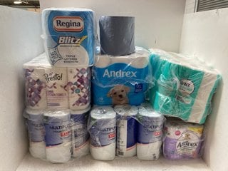 7 X MULTI-PACK PAPER TOWELS & TOILET PAPER PACKS TO INCLUDE ANDREX COMPLETE CLEAN TOILET PAPER: LOCATION - A0