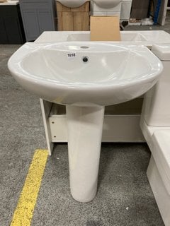 (COLLECTION ONLY) 550MM WIDE 1TH CERAMIC BASIN WITH FULL PEDESTAL RRP £240: LOCATION - D6