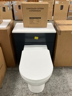 (COLLECTION ONLY) 600 X 360MM TOILET UNIT IN INDIGO AND WHITE WITH BTW PAN, SEAT AND CONCEALED CISTERN FITTING KIT RRP £780: LOCATION - D6