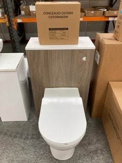 (COLLECTION ONLY) 600 X 260MM TOILET UNIT IN CARINI WALNUT AND WHITE WITH BTW PAN, SEAT AND CONCEALED CISTERN FITTING MIT RRP £780: LOCATION - C7