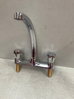 DECK MOUNTED 2TH KITCHEN SINK MIXER TAP IN CHROME WITH SWIVEL SPOUT RRP £185: LOCATION - R1