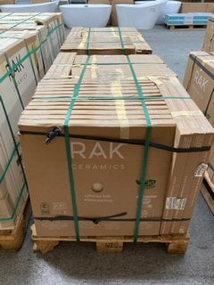 PALLET OF RAK INTERNAL/EXTERNAL GRADE (FREEZE THAW FROST RESISTANT PORCELAIN TILES) 600MM SQ IN WHITE STONE SMOOTH APPROX 43M SQ IN TOTAL APPROX 720KG IN WEIGHT RRP £3542 HEAVY ITEM ADEQUATE VEHICLE