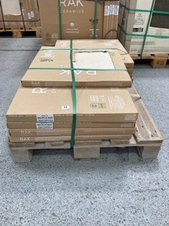 PALLET OF RAK INTERNAL/EXTERNAL GRADE (FREEZE THAW FROST RESISTANT PORCELAIN TILES) 600MM SQ IN WHITE STONE SMOOTH APPROX 13M SQ IN TOTAL APPROX 216KG IN WEIGHT RRP £1063 HEAVY ITEM ADEQUATE VEHICLE