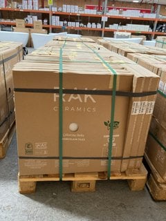 PALLET OF RAK INTERNAL/EXTERNAL GRADE (FREEZE THAW FROST RESISTANT PORCELAIN TILES) 600MM SQ IN ICE WHITE SMOOTH APPROX 43M SQ IN TOTAL APPROX 720KG IN WEIGHT RRP £3542 HEAVY ITEM ADEQUATE VEHICLE AN