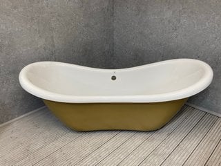 1750 X 720MM TRADITIONAL ROLL TOPPED DOUBLE ENDED FREESTANDING BATH IN GOLD RRP £999: LOCATION - BOOTH