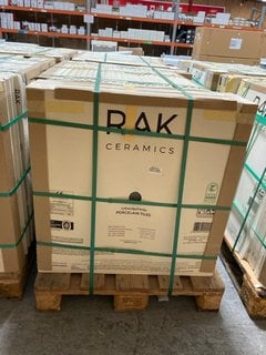 PALLET OF RAK INTERNAL/EXTERNAL GRADE (FREEZE THAW FROST RESISTANT PORCELAIN TILES) 750MM SQ IN APPROX 45M SQ IN GREY STONE SURFACE TOTAL APPROX 960KG IN WEIGHT RRP £3674 HEAVY ITEM ADEQUATE VEHICLE