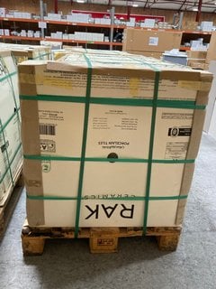 PALLET OF RAK INTERNAL/EXTERNAL GRADE (FREEZE THAW FROST RESISTANT PORCELAIN TILES) 750MM SQ IN MARRONE STONE SURFACE APPROX 45M SQ IN TOTAL APPROX 960KG IN WEIGHT RRP £3674 HEAVY ITEM ADEQUATE VEHIC