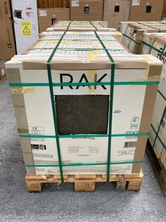 PALLET OF RAK INTERNAL/EXTERNAL GRADE (FREEZE THAW FROST RESISTANT PORCELAIN TILES) 750MM SQ IN MARRONE STONE SURFACE APPROX 45M SQ IN TOTAL APPROX 960KG IN WEIGHT RRP £3674 HEAVY ITEM ADEQUATE VEHIC