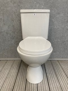 (COLLECTION ONLY) CLOSED COUPLED TOILET COMPLETE WITH ALL CISTERN FITTINGS, DUAL TOP FLUSH BUTTON AND SOFT CLOSED SEAT RRP £299: LOCATION - BOOTH