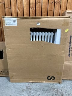 TRADITIONAL HEATED TOWEL RADIATOR IN CHROME WITH A 12X 3 COLUMN CAST IRON STYLE CENTRE IN WHITE 930 X 790MM RRP £580: LOCATION - D7