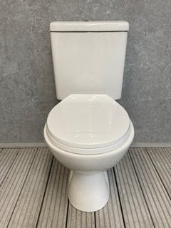 (COLLECTION ONLY) CLOSED COUPLED TOILET COMPLETE WITH ALL CISTERN FITTINGS, DUAL TOP FLUSH BUTTON AND SOFT CLOSED SEAT RRP £299: LOCATION - D4