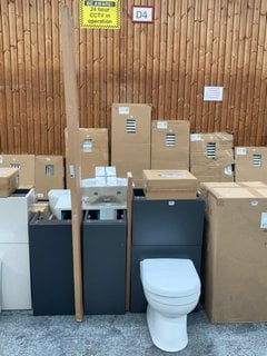 (COLLECTION ONLY) BATHROOM SET TO INCLUDE A TOILET UNIT IN MATT GRAPHITE WITH BTW PAN, SEAT AND CONCEALED CISTERN FITTING KIT, 2X BASE UNITS WITH A 1000 X 165MM PLINTH AND 2000 X 355 X 28MM JAVA ICE