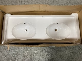 (COLLECTION ONLY) 1210 X 470MM POLY RESIN TWIN BASIN NTH TOP RRP £385: LOCATION - D3