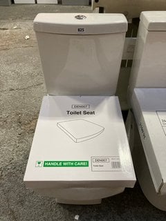 (COLLECTION ONLY) SQUARE STYLED CLOSED COUPLED TOILET COMPLETE WITH CISTERN FITTINGS WITH DUAL TOP FLUSH BUTTON AND SEAT RRP £325: LOCATION - C5