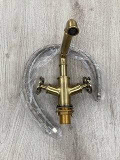 INDUSTRIAL STYLE MONO BASIN MIXER TAP IN BRUSHED GOLD RRP £245: LOCATION - R2