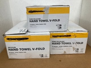 3 X BOXES OF PURE CELLULOSE V-FOLD HAND TOWELS: LOCATION - WH7