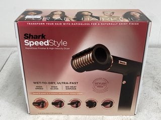 SHARK SPEED STYLE ICONIC HAIR DRYER & STYLER WITH RAPID GLOSS FINISHER - MODEL HD353BKUK - RRP £179: LOCATION - BOOTH