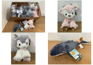 QTY OF KIDS PLUSH TOYS TO INCLUDE QTY OF AURORA WORLD HUSKY DOG GREY PLUSH TOY: LOCATION - H13