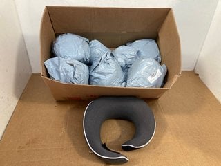 QTY OF A HOME MEMORY FOAM TRAVEL NECK PILLOWS WITH EYE MASK AND EARPLUGS IN GREY: LOCATION - H13