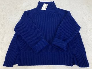 JAEGER PURE MERINO WOOL FUNNEL NECK JUMPER IN MIDNIGHT BLUE - UK SIZE MEDIUM - RRP £125: LOCATION - BOOTH