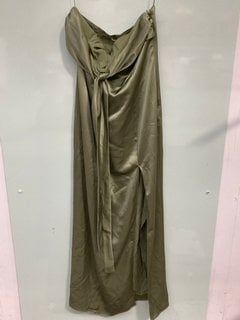 REFORMATION KAVI SATIN DRESS IN ARTICHOKE - UK SIZE 8 - RRP £428: LOCATION - BOOTH