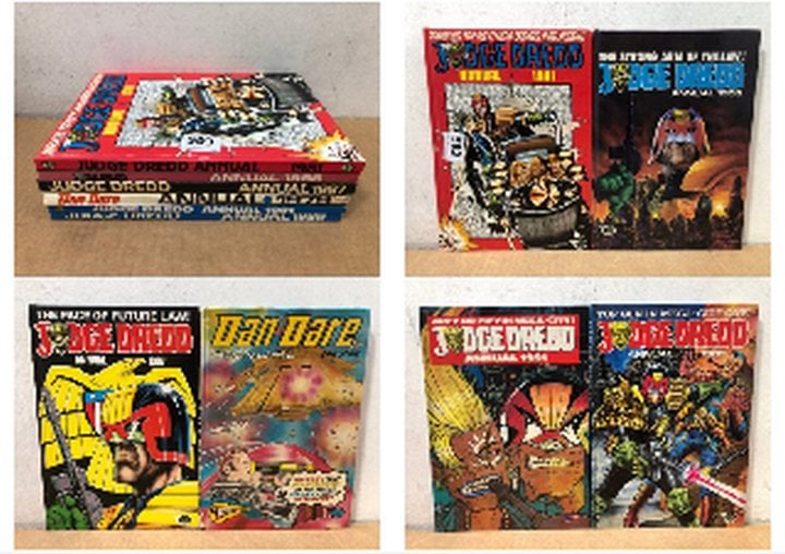 6 X JUDGE DREDD ANNUAL COMIC BOOKS TO INCLUDE DAN DARE ANNUAL 1979 BOOK: LOCATION - G2