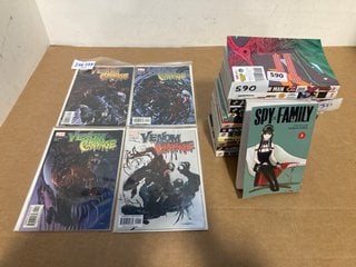 QTY OF ASSORTED ANIME BOOKS TO INCLUDE 4 X MARVEL VENOM CARNAGE DIRECT EDITION COMIC BOOKS: LOCATION - G6