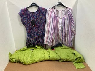 7 X ASSORTED WOMEN'S KLASS CLOTHING IN VARIOUS SIZES TO INCLUDE KLASS PURPLE PRINT STRETCH TOP UK SIZE L: LOCATION - G9