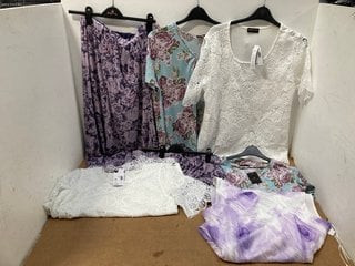 QTY OF ASSORTED ANNA ROSE CLOTHING IN VARIOUS SIZES TO INCLUDE ANNA ROSE WHITE FLOWER PRINT LAYERED TOP UK SIZE L: LOCATION - G10