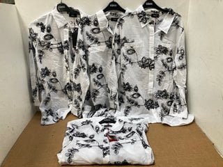 4 X WOMEN'S KLASS FLORAL COTTON BLOUSE IN MONOCHROME IN VARIOUS SIZES - COMBINED RRP:£120: LOCATION - G10