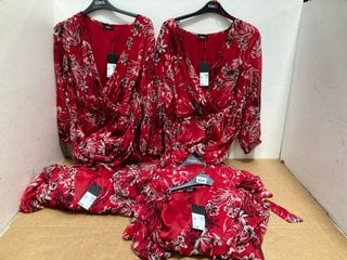 5 X WOMEN'S KLASS RED FLORAL PRINT DRESSES IN VARIOUS SIZES - COMBINED RRP:£200: LOCATION - G10