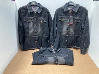 3 X WOMEN'S KLASS PEPLUM DENIM BLACK JACKET IN VARIOUS SIZES - COMBINED RRP:£135: LOCATION - G10