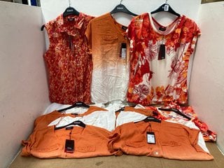 8 X ASSORTED WOMEN'S CLOTHING IN VARIOUS SIZES TO INCLUDE KLASS ORANGE , WHITE AND RED STRETCH TOP UK SIZE L: LOCATION - G12