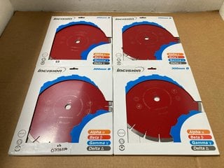 4 X INCISION DIAMOND 300MM PROFESSIONAL CUTTING BLADES (PLEASE NOTE: 18+YEARS ONLY. ID MAY BE REQUIRED): LOCATION - WH2