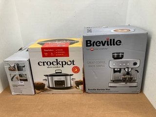 3 X ASSORTED HOUSEHOLD ITEMS TO INCLUDE BREVILLE BARISTA MAX ESPRESSO MACHINE WITH INTEGRATED GRINDER - RRP:£400: LOCATION - F17