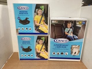 2 X GRACO BOOSTER BASIC R129 BACKLESS BOOSTER CAR SEATS TO INCLUDE GRACO JUNIOR MAXI I-SIZE R129 HIGHBACK BOOSTER CAR SEAT: LOCATION - F14