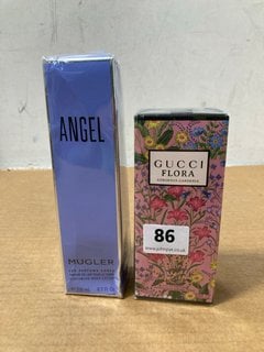 GUCCI FLORA GORGEOUS GARDENIA 100ML EAU DE PARFUM TO INCLUDE ANGEL MUGLER PERFUMING BODY LOTION - COMBINED RRP:£180: LOCATION - WH3