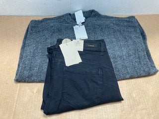 B.YOUNG BY MARIANNE ONECK WOOL JUMPER IN GREY SIZE M TO INCLUDE FRANSA FRLUXE SARAH BLACK STRAIGHT JEANS SIZE 38: LOCATION - F10