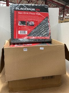 8 X BLACKSPUR 6PC EVA FLOOR MAT IN BLACK: LOCATION - F10