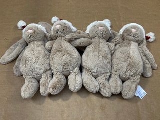 4 X JELLYCAT BASHFUL CHRISTMAS BUNNY PLUSH TOY: LOCATION - F9