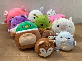 QTY OF PLUSH TOYS TO INCLUDE CLAIRES SQUISHMALLOWS RAINBOW ICE CREAM TEDDY: LOCATION - F9