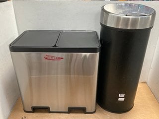 JOHN LEWIS & PARTNERS DOUBLE BUCKET PEDAL BIN TO INCLUDE BLACK CYLINDER TOUCH BIN: LOCATION - F8