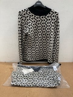 2 X PHASE EIGHT CALLIE CHAIN KNIT TOPS IN BLACK/IVORY - UK SIZES SMALL & MEDIUM: LOCATION - F3