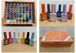 BOX OF VERY GOOD NAIL INTERNATIONAL COLOUR GEL POLISH SET: LOCATION - F2